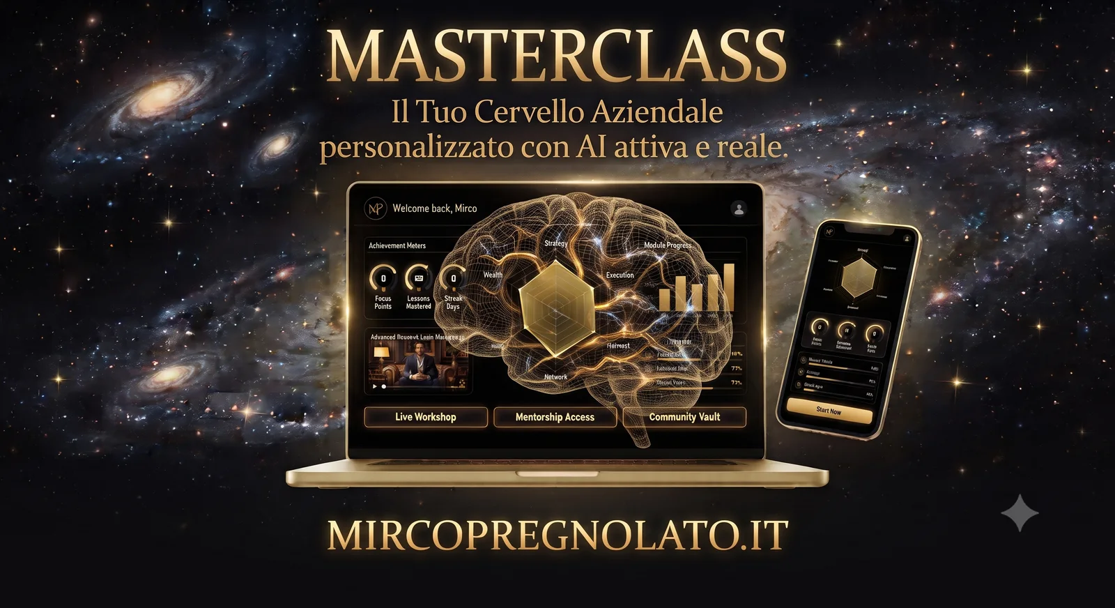 Masterclass AI su laptop, tablet e smartphone